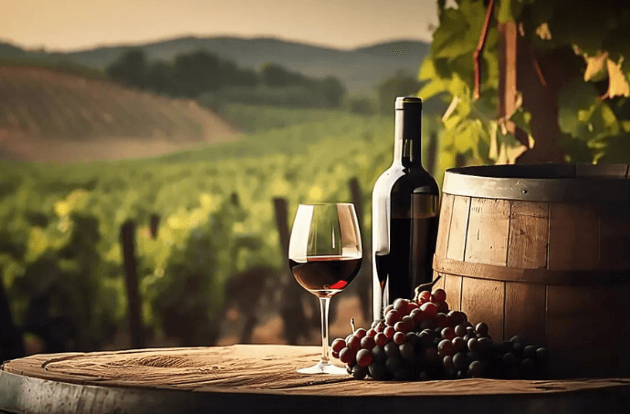 Włoski Krajobraz i czerwone wino